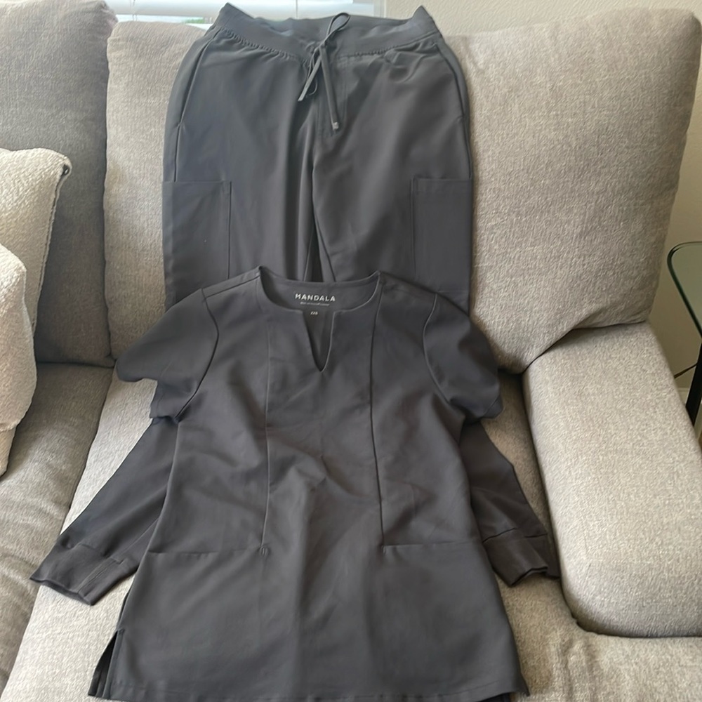 Sold as set: Mandala Dark Gray Joggers and 2-pocket Top